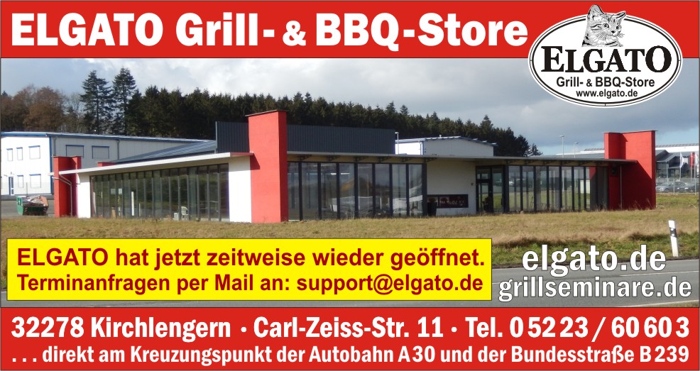 ELGATO Grill- und BBQ- Fachbetrieb in Kirchlengern. WEBER, NAPOLEON, BROIL KING GRILLS